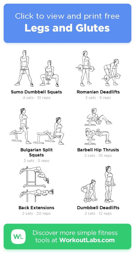 Legs and Glutes – click to view and print this illustrated exercise ...