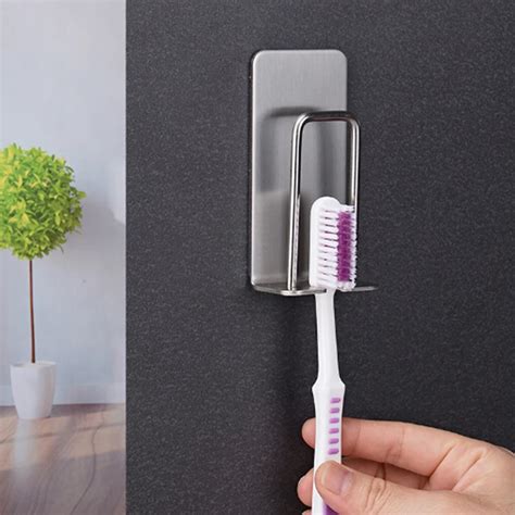 Stainless Steel Wall Mount Toothbrush Holder Self Adhesive Tooth Brush ...