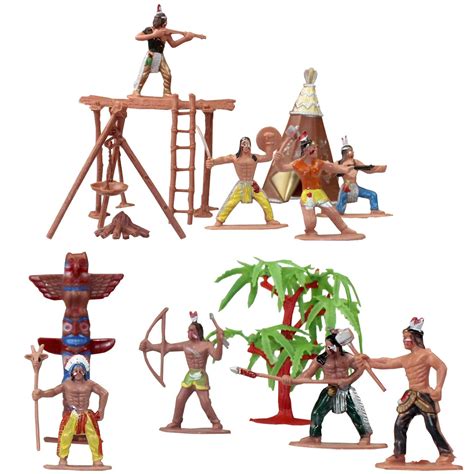 Indians Plastic Toy Figures 13-in-set - FUNSHOWCASE