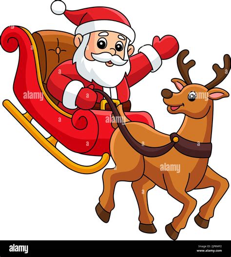 Christmas Santa Sleigh a Reindeer Cartoon Clipart Stock Vector Image & Art - Alamy