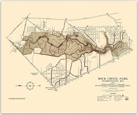 Rock Creek Park Map Map of Rock Creek Park Vintage Wall Art - Etsy