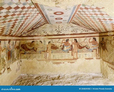 Wall Paintings In Ancient Etruscan Tombs Stock Photo | CartoonDealer ...