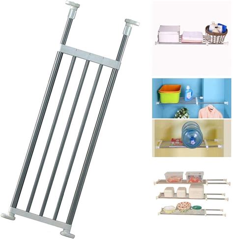 Amazon.com: BAOYOUNI Expandable Closet Tension Shelf Rod Organizer ...