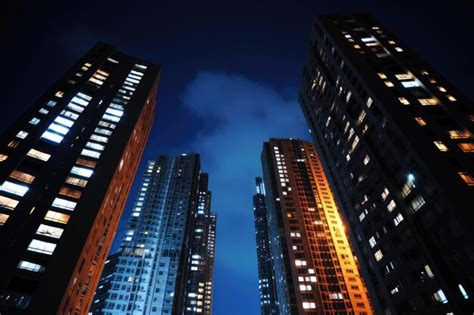 Premium AI Image | night view of highrise buildings in modern city