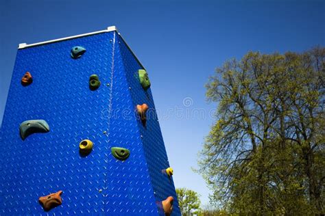 Climbing Wall at Playground in Park Stock Image - Image of multi ...