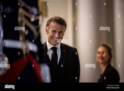 Paris, France. 04th Oct, 2023. French President Emmanuel Macron looks ...