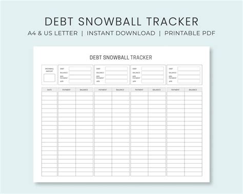 Debt Snowball Tracker Printable Debt Payment Worksheet | Etsy