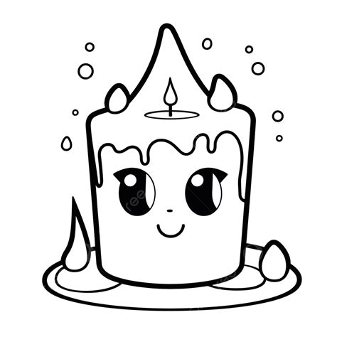 Cute Coloring Page With A Candle On A White Background Outline Sketch Drawing Vector, Melting ...