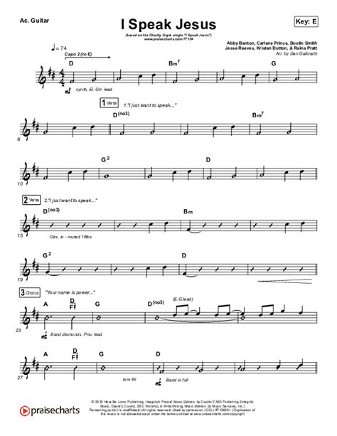 I Speak Jesus Acoustic Guitar Sheet Music PDF (Charity Gayle) - PraiseCharts