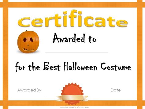 Halloween Award Certificate