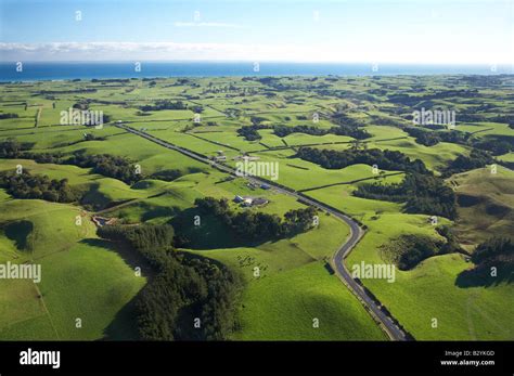 Farmland near Okato Taranaki North Island New Zealand aerial Stock Photo - Alamy