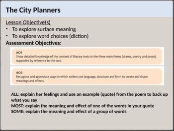 The City Planners Poem (3 lesson GCSE SOW) by Daniel Green | TpT