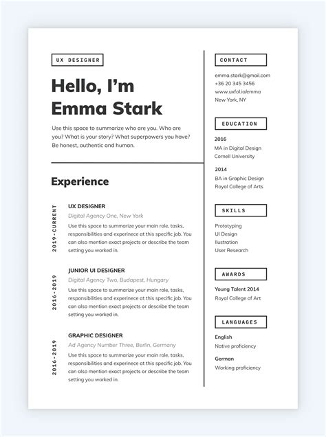 8 Sleek & Free Designer Resume Templates - UXfolio Blog