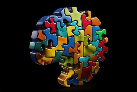 Premium AI Image | colorful puzzle brain isolated on dark grey background