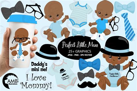 Baby boy clip art African American baby boy birthday clipart | Etsy