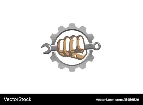 Creative mechanic gear hand wrench logo design Vector Image