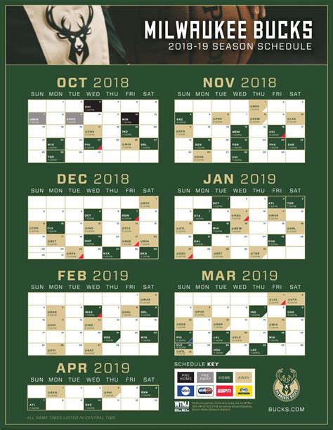 milwaukee bucks schedule printable – PrintableTemplates