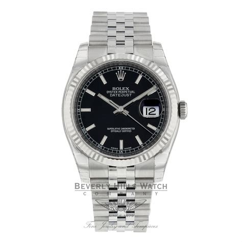 Rolex Datejust 36mm White Gold Fluted Bezel Black Dial Jubilee Bracelet ...