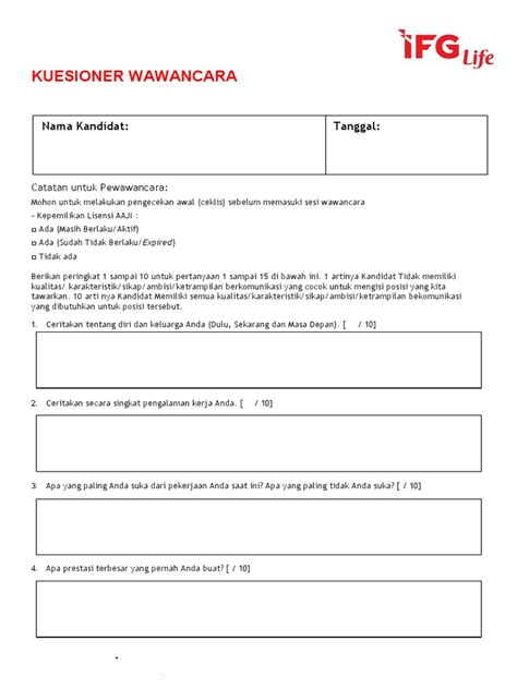 Form Wawancara (Test) | PDF