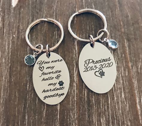 Pet memorial keychain, dog loss keychain, cat loss keychain, custom engraved personalized name ...