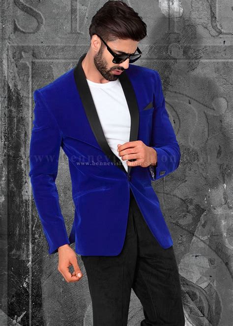 Royal Blue Velvet Mens Blazer | Bennevis Fashion