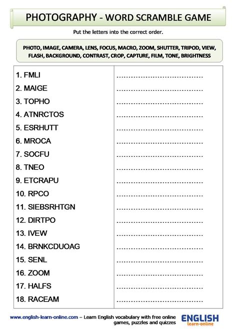 Words Related to Photography | Learn English