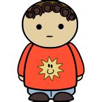 Vector graphics of chubby girl character with content ex pression | Free SVG