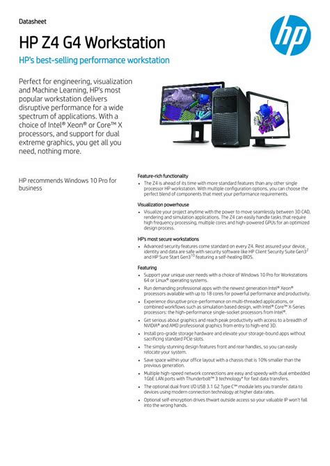 (PDF) HP Z4 G4 Workstation · Data sheet | HP Z4 G4 Workstation HP ...