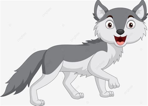 Cartoon Smiling Wolf On White Background, Funny, Mammal, Dog PNG and ...