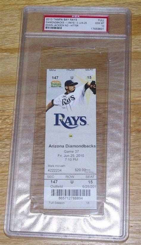 EDWIN JACKSON FULL No Hitter Ticket Stub 6/25/2010 Rays vs Diamondbacks ...