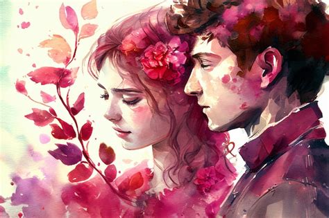 Premium AI Image | Watercolor painting for valentine's day