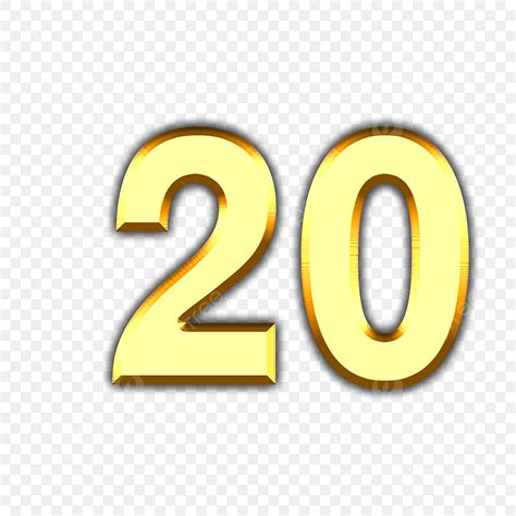 Numerical Digit PNG Picture, Numerical Digit Golden 20, Twenty, Font ...