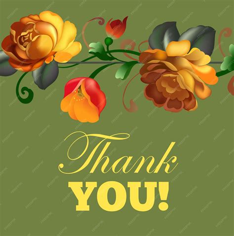 Premium Vector | Thank you card with beautiful vintage flowers