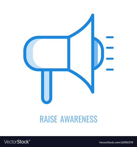 Raise awareness line icon - blue outline symbol Vector Image