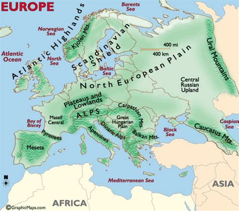 Mountains of Europe map