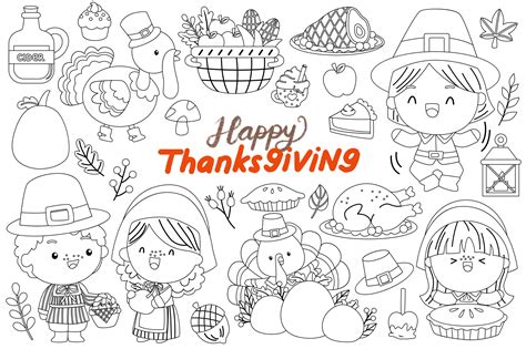 Thanksgiving Clipart - Turkey Clipart Graphic by Inkley Studio ...