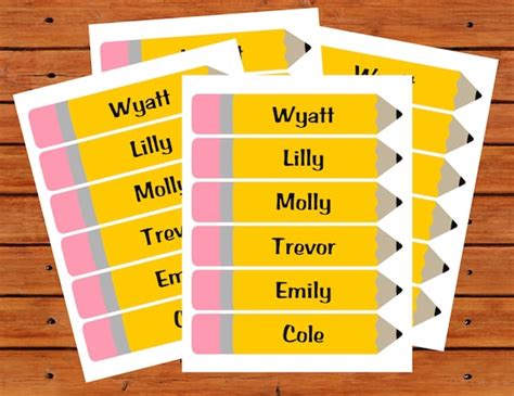 24 Personalized Classroom Pencil Labels Digital by pdotprintables