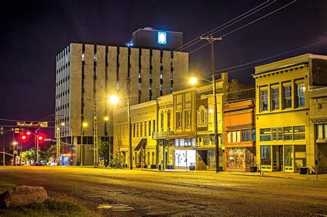 Old Historic Jackson Mississippi City Street Skyline At Night ...