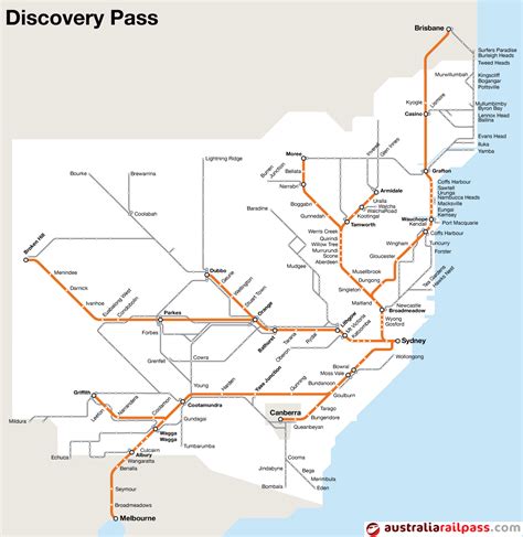 discoverypass-map-nsw - Explore Australia by rail with an Australian rail pass