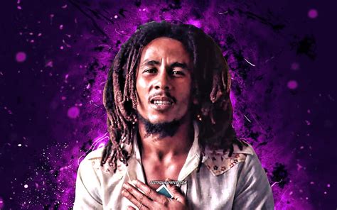 Bob Marley jamaican musician, violet neon lights, music stars, jamaican ...