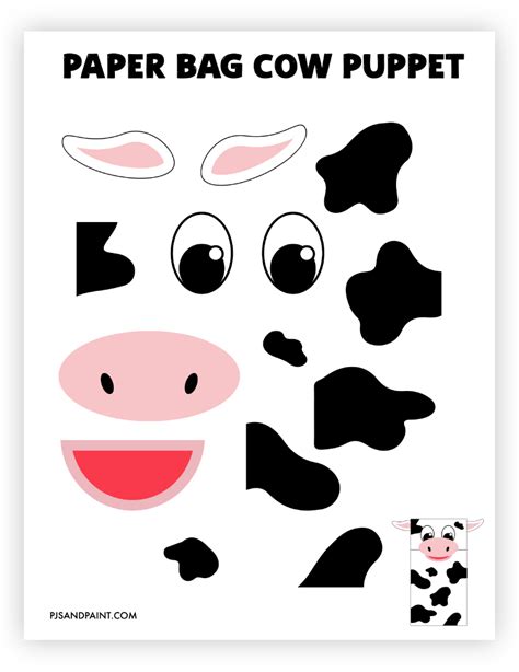 Paper Bag Cow Puppet Craft - With Free Printable Template