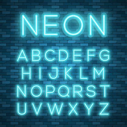 Realistic Neon Alphabet Bright Neon Glowing Font Stock Illustration - Download Image Now - iStock