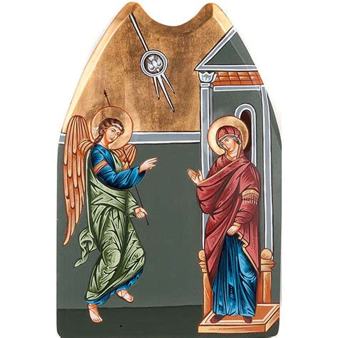 Annunciation icon, with shaped wood panel 40x60cm | online sales on ...