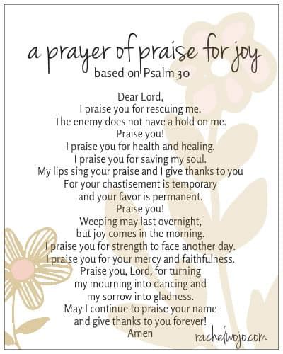 A Prayer of Praise for Joy - Rachel Wojo