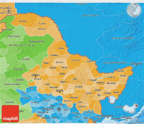 Political Shades 3D Map of Heilongjiang