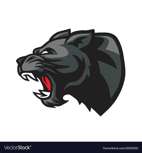 Panther roaring head mascot logo Royalty Free Vector Image