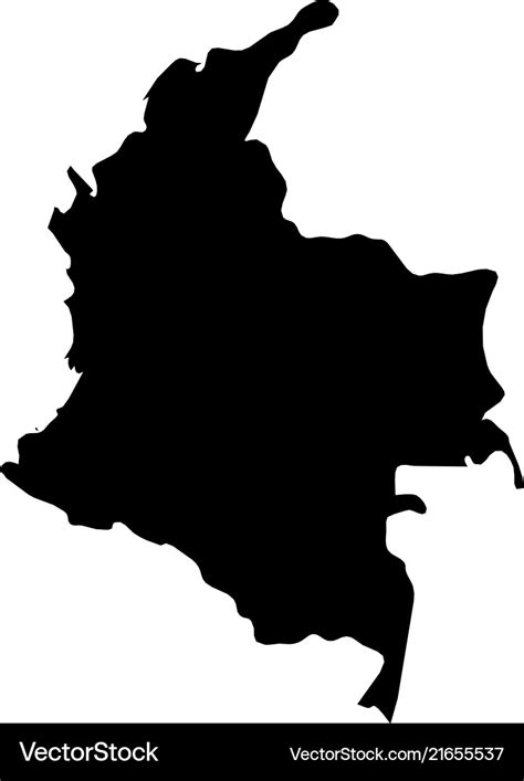 Colombia - solid black silhouette map of country Vector Image