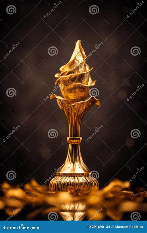 A Golden Trophy on a Black Background Stock Illustration - Illustration of sunset, bright: 291690134