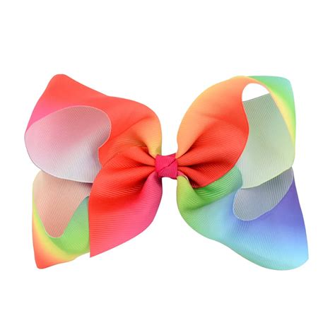 1Pc 6 Inch Gradient Rainbow Color Grosgrain Ribbon Bow Children Kids ...