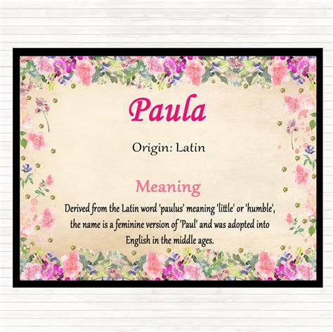 Paula Name Meaning Mouse Mat Pad Floral - The Card Zoo